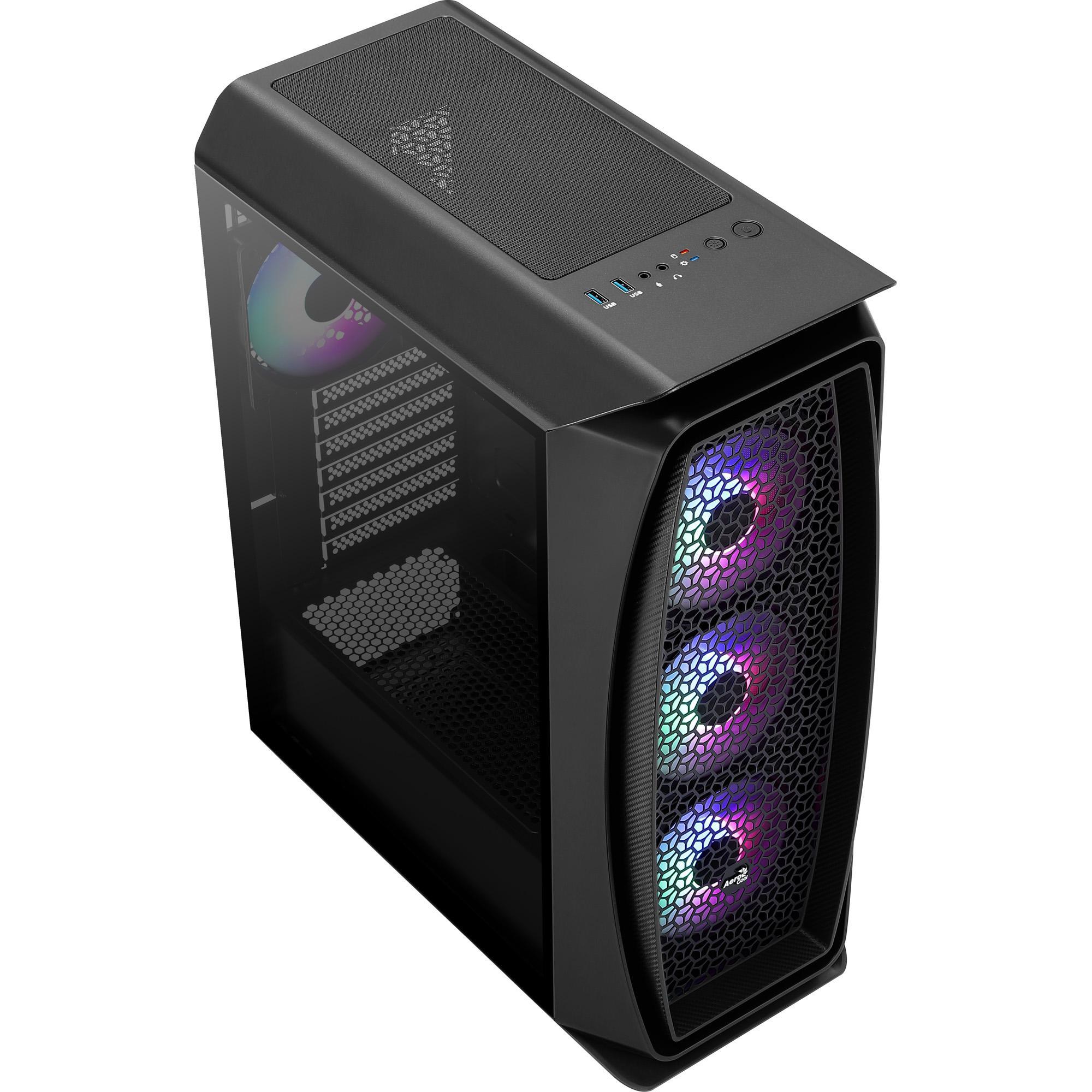 Gabinete Gamer Mid Tower RGB Aero One Frost Preto AEROCOOL