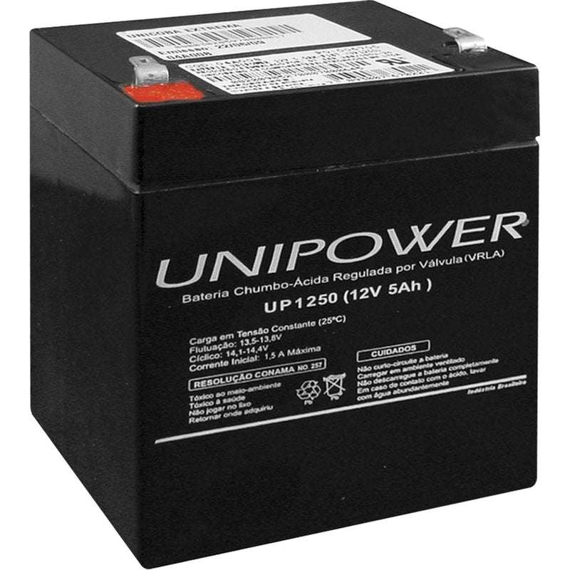 Bateria Selada 12V 5AH UP1250 Preta UNIPOWER - MagazineInnovar