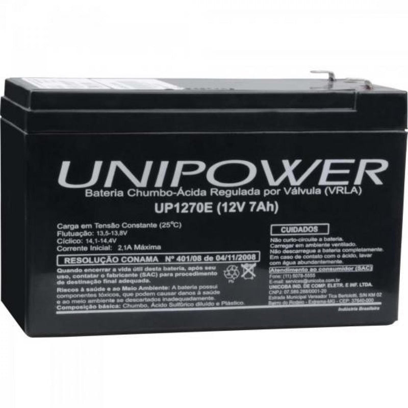 Bateria Selada UP1270 12V/7A UNIPOWER - MagazineInnovar