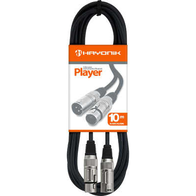 Cabo para Microfone XLR(F) X XLR(M) 10m PLAYER Preto HAYONIK - MagazineInnovar