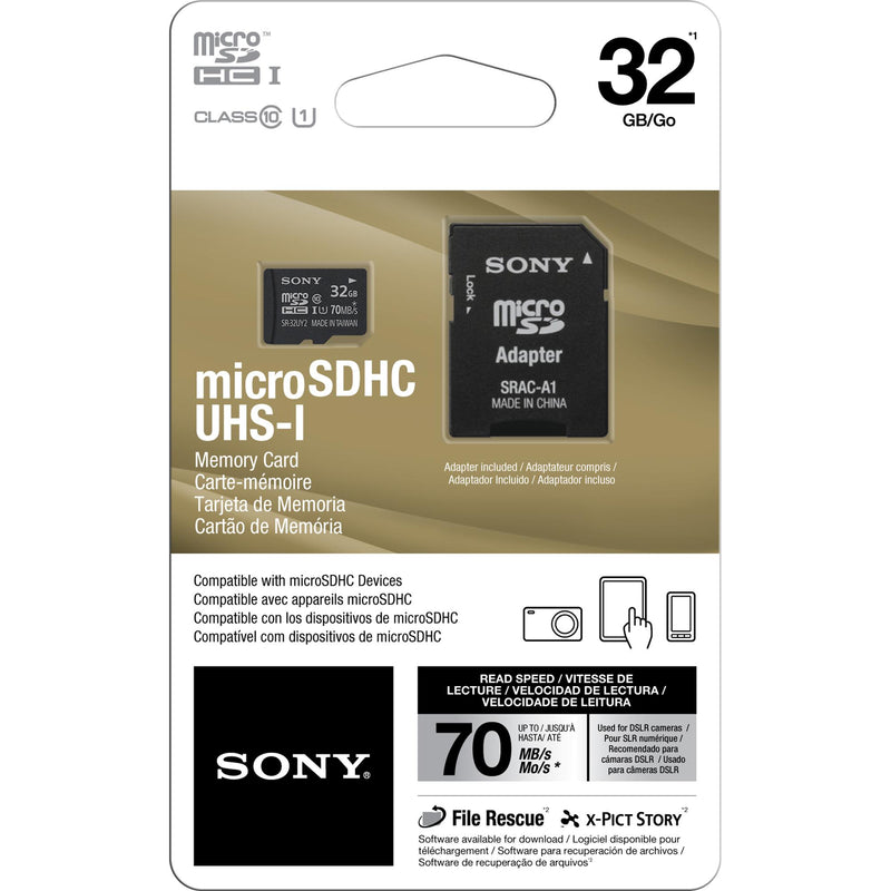 Cartão de Memória 32GB Micro SDHC com Adaptador CLASSE 10 SR