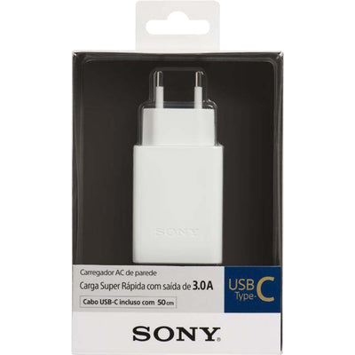 Carregador USB Tipo C 3A CP-AD3 Branco SONY