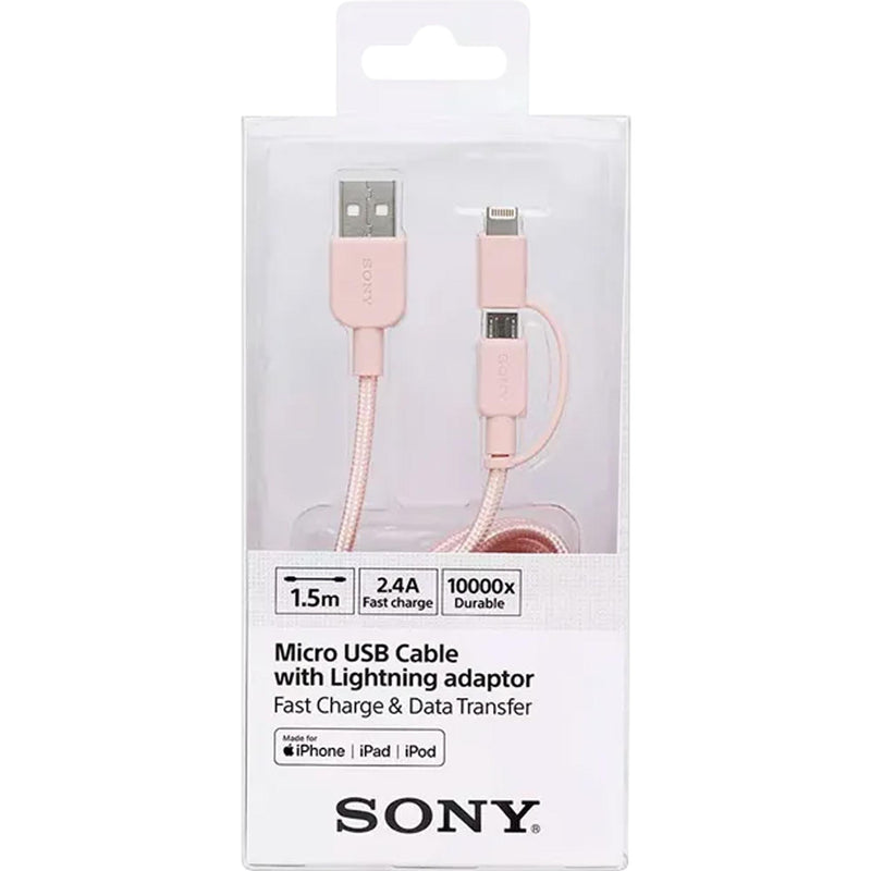 Cabo USB/Mini C/Lightning CP-ABLP150P Rosa SONY - MagazineInnovar